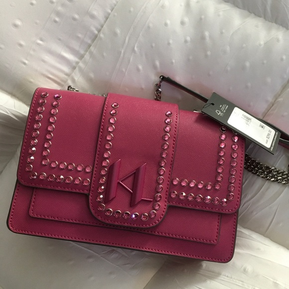 Karl Lagerfeld Pink Crossbody Bag with Stud Accents - Picture 1 of 3